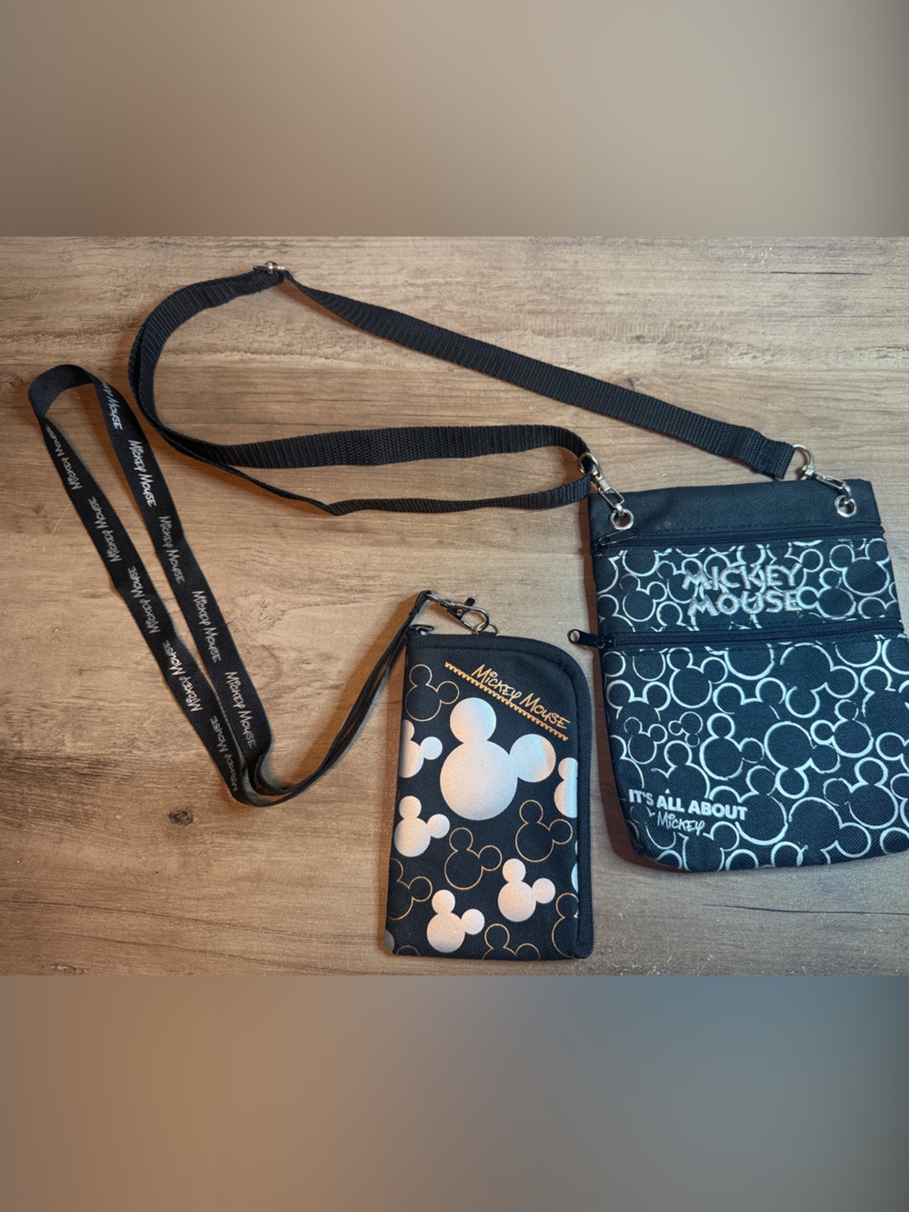 Disney Black and White Mickey Mouse Crossbody Bag with Wallet